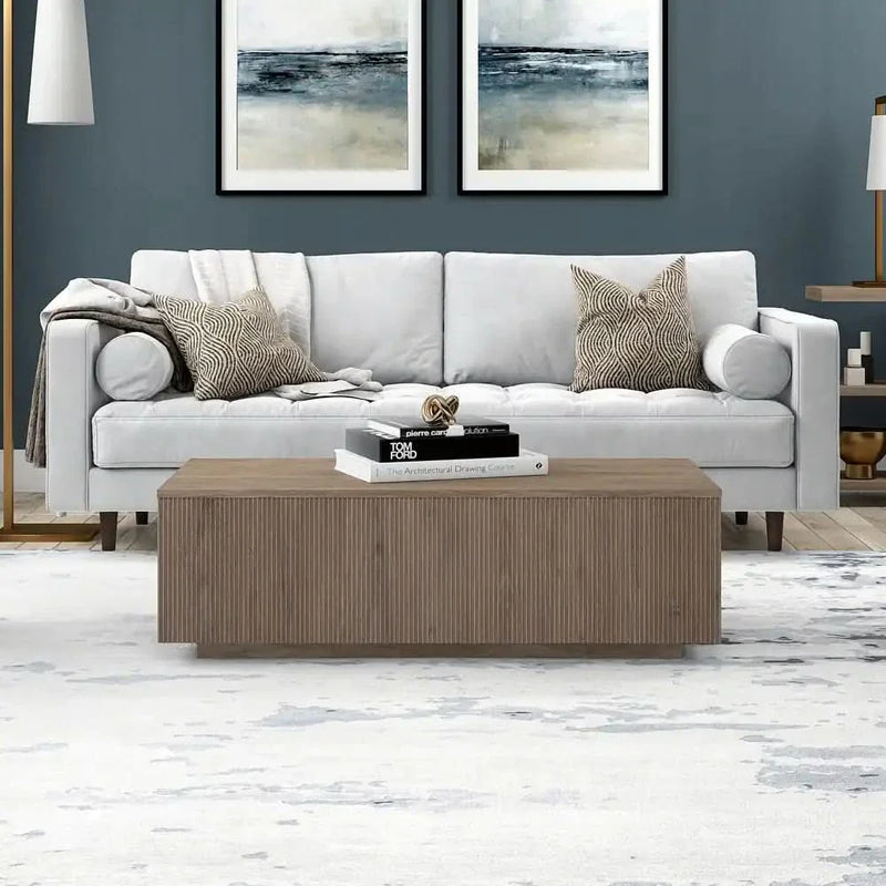 48" Wide Rectangular Coffee Table - 47.5" Wide - Antiqued Gray Oak
