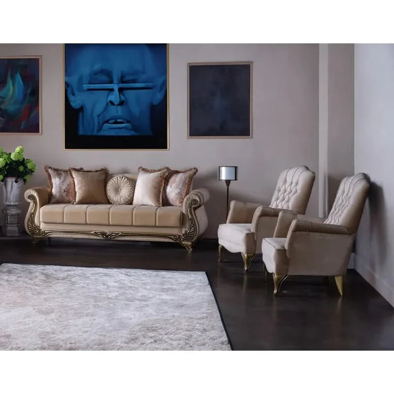 Rezarto 3 - Piece Velvet Living Room Luxury Sofa Set