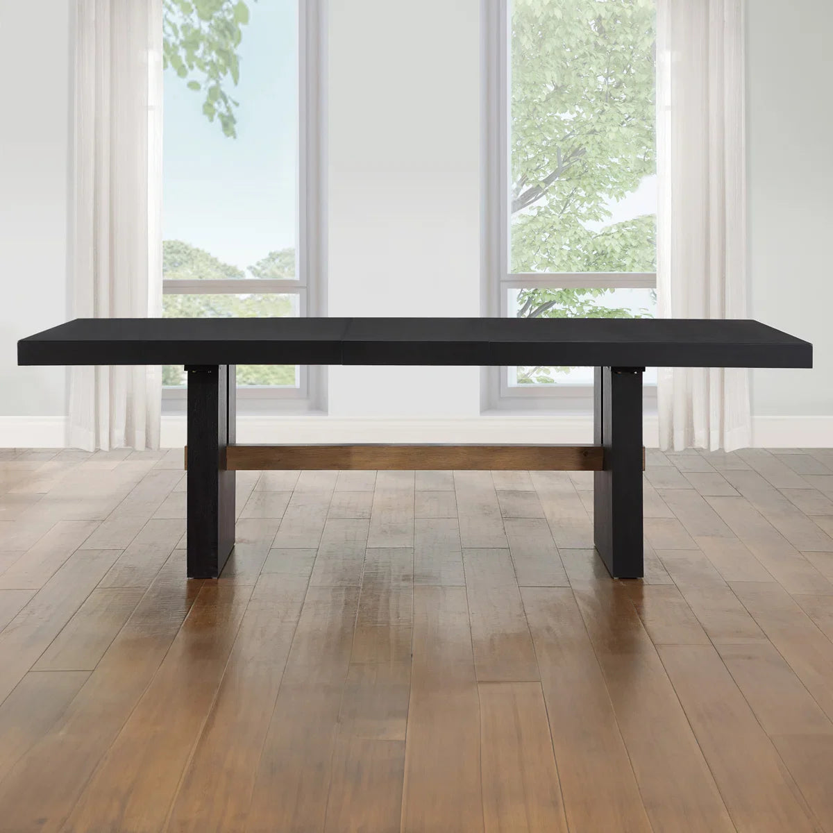 Extendable Oak Trestle Wood Dining Table - craft decor