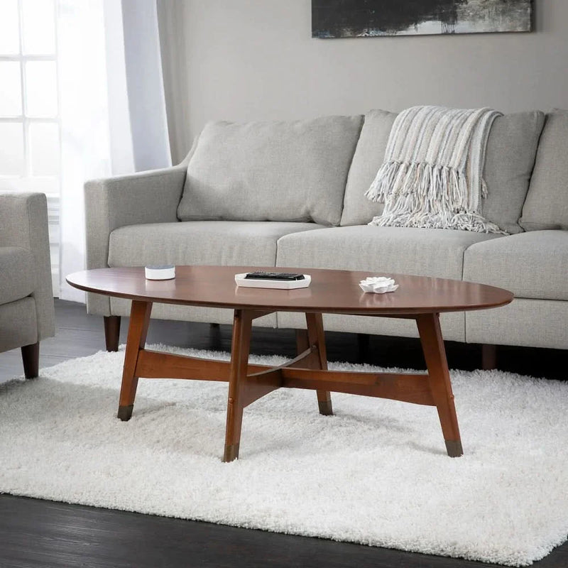 Kolied Mid Century Modern Oval Wood Coffee Table