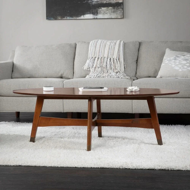 Kolied Mid Century Modern Oval Wood Coffee Table