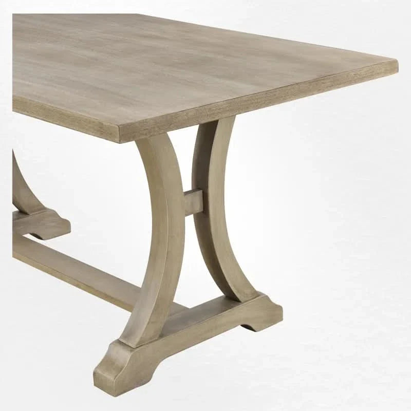Danlshit 6 Seater Farmhouse Dining Set with Trestle Table, Upholstered Chairs, and Bench