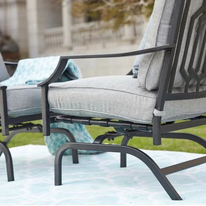 Daasskil Outdoor Spring Rocking Chair with Cushions (Set of 2) - Craft Decor