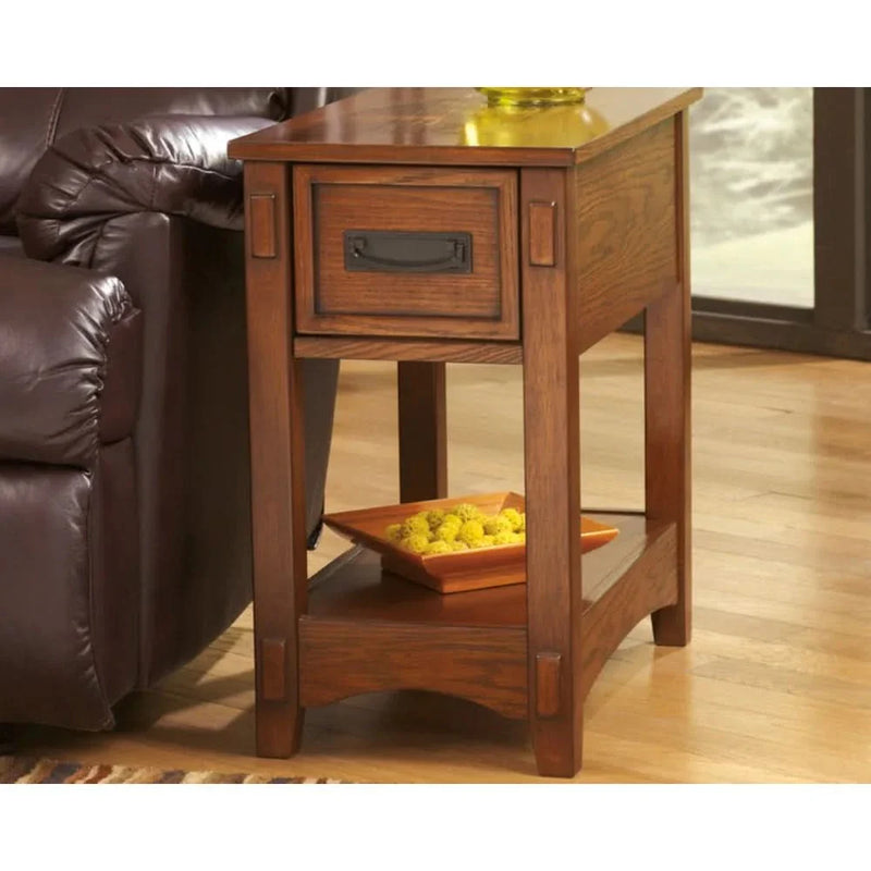 Hapix Brown Finish Wood Chairside End Table - Craft Decor