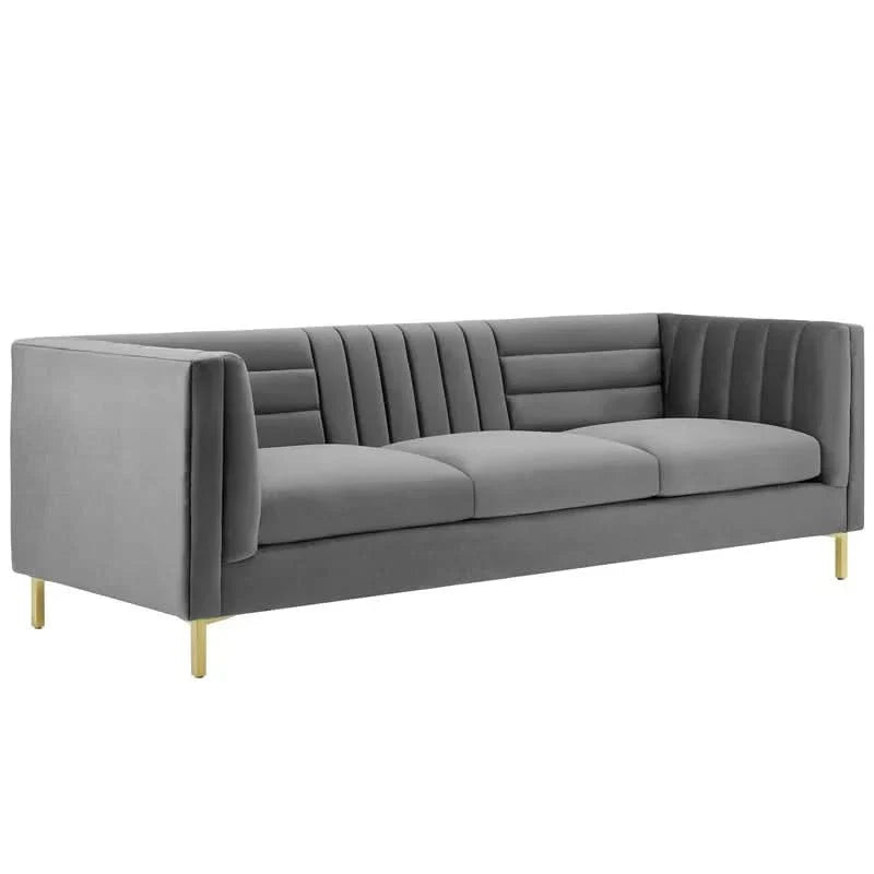 Silver Orchidz Adams Channel Tufted Performance Velvet Sofa