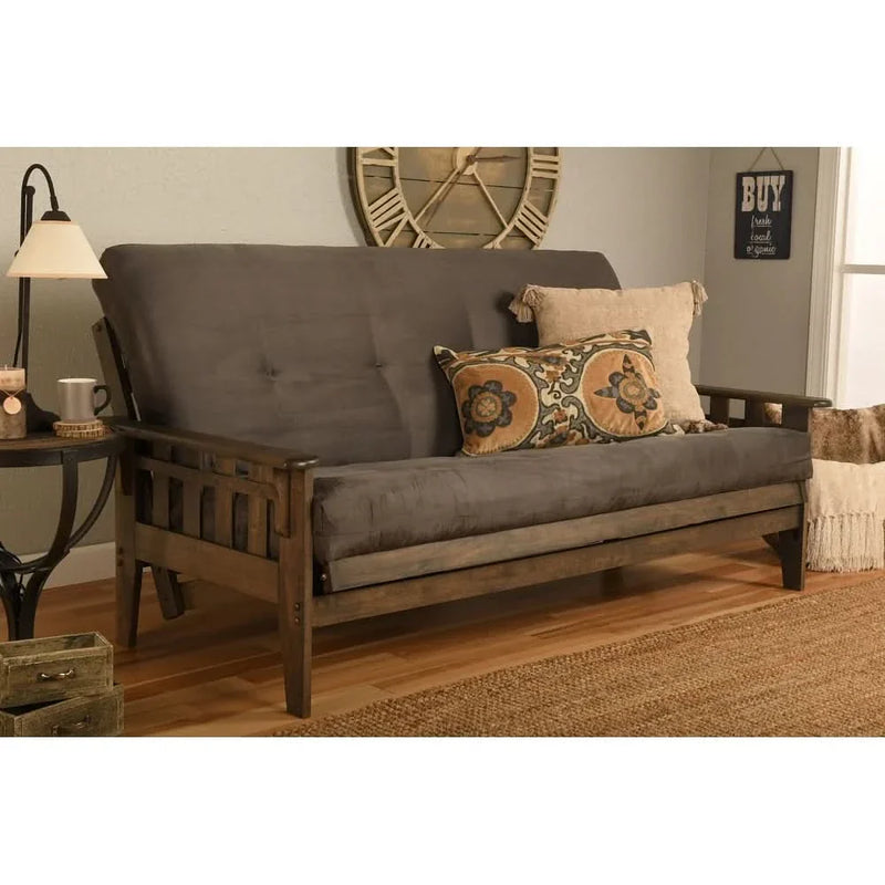 Jakki Full-size Rustic Walnut Futon Set with Mattress - Craft Decor