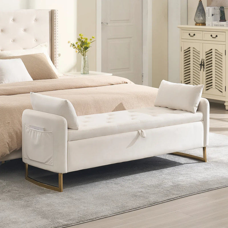 Ivok Upholstered Storage Bench With Two Pillows - craft decor