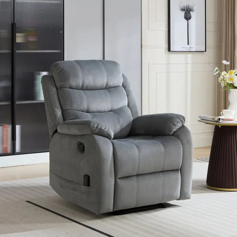 Harik Plush Transitional Upholstered Manual Recliner Chair