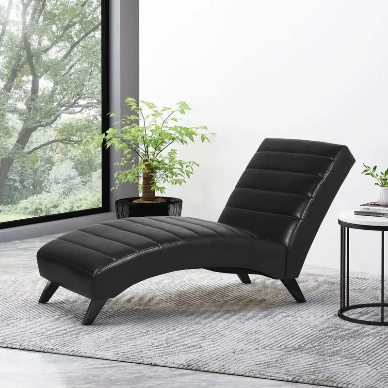 Nia Indoor Upholstered Channel Stitch Chaise Lounge