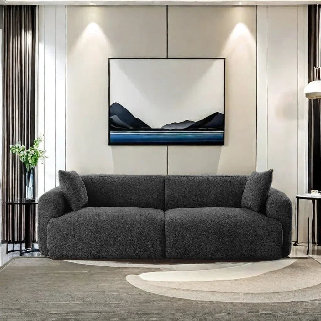 Bouclé Upholstered Sofa with Deep Seating, Stain-Resistant Modern Cloud Style Couch