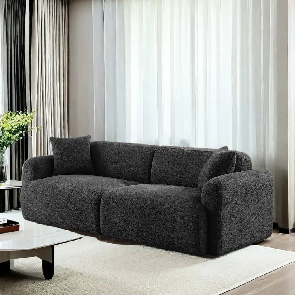 Bouclé Upholstered Sofa with Deep Seating, Stain-Resistant Modern Cloud Style Couch