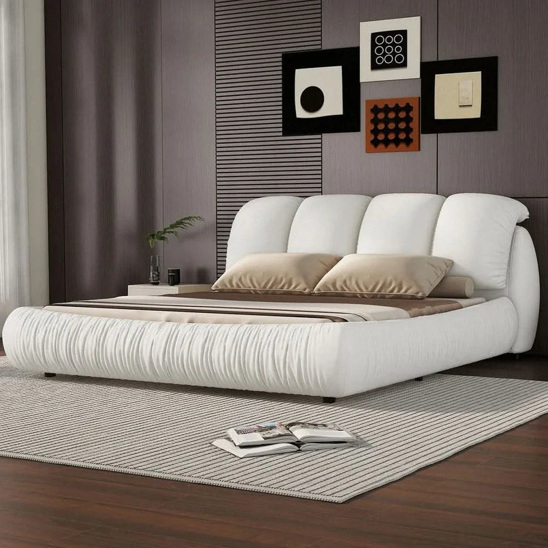 Wiperex Queen Size Luxury Upholstered Bed - White