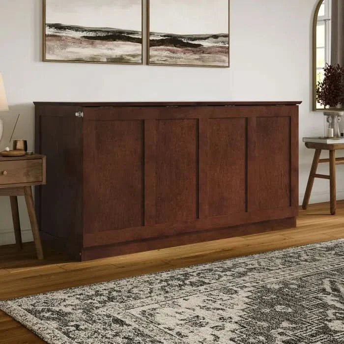 Low Profile Wood Murphy Bed Chest with 6" Mattress - Craft Decor
