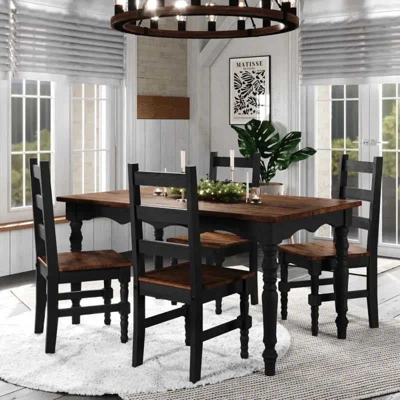 Laexster Wooden Dining Table Set With 4 Chair - Craft Decor