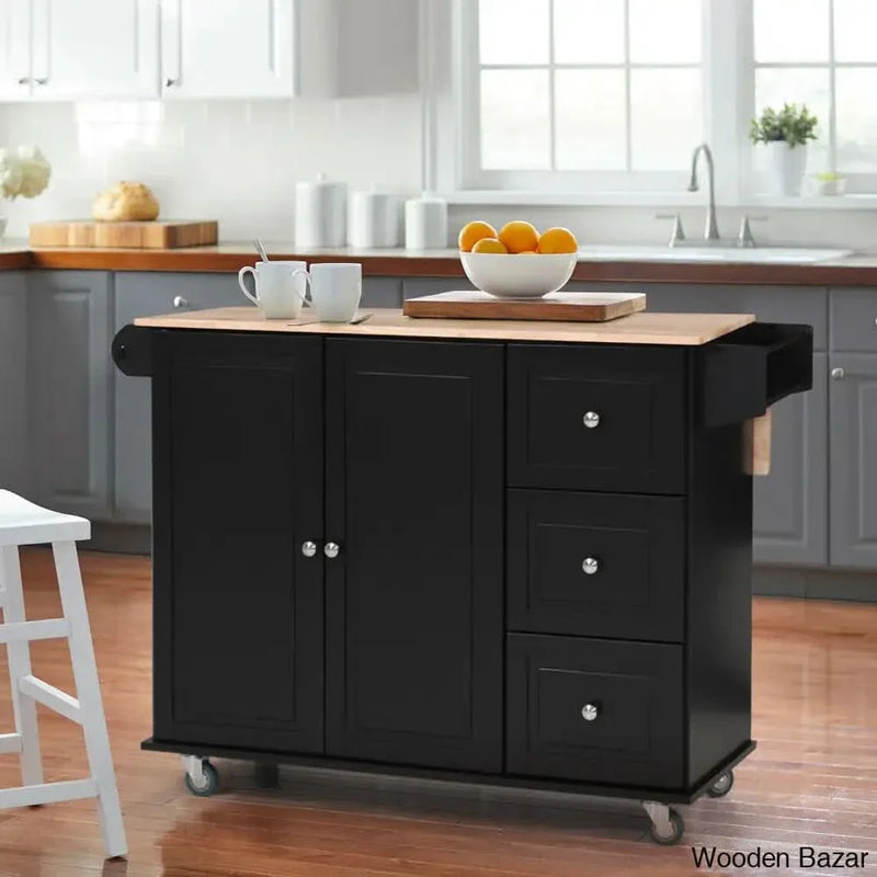 Aadrith Wood Kitchen Island Kitchen trolley cart cabinet kitchen island with storage