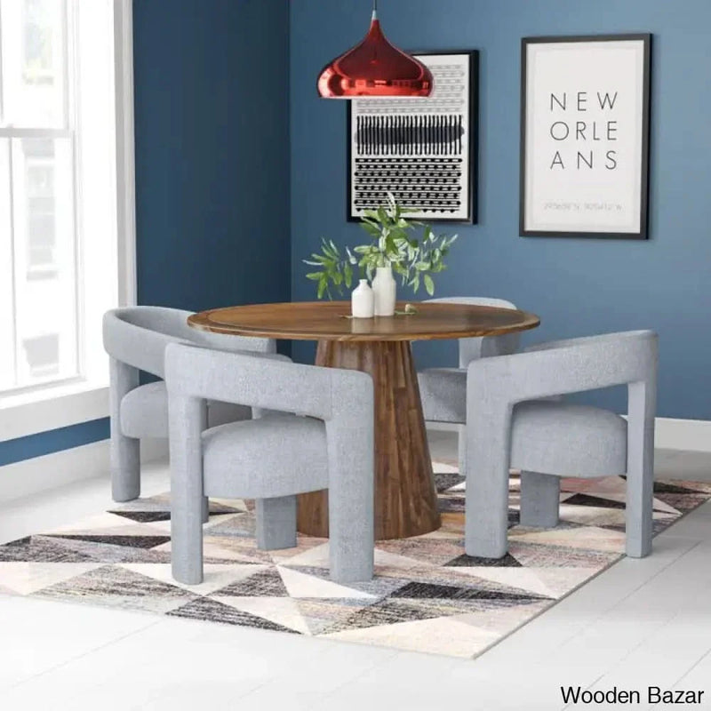 Aaron New 4 Seater Dining Set In Pedestal For Modern Homes