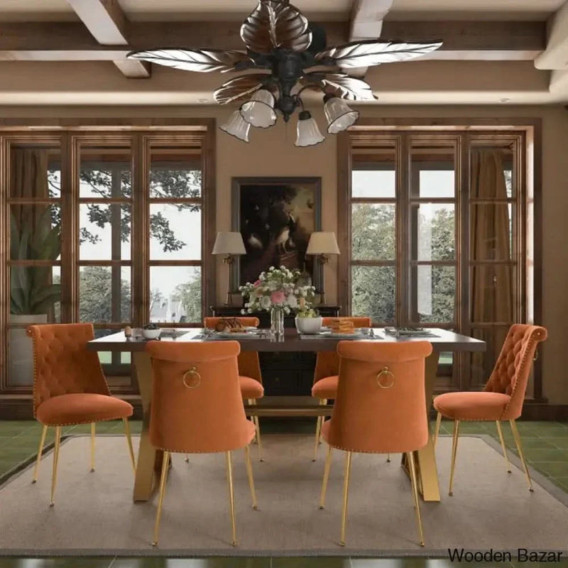 Achier 6 Seater Dining Table Set in Double Pedestal