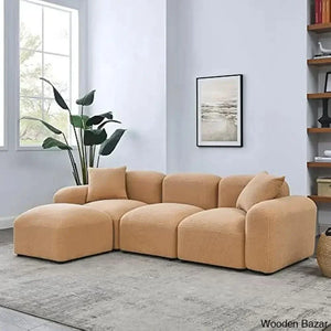 Ader Minimalist Convertible Modular Sectional Sofa In L-Shaped Camel / Complete Set