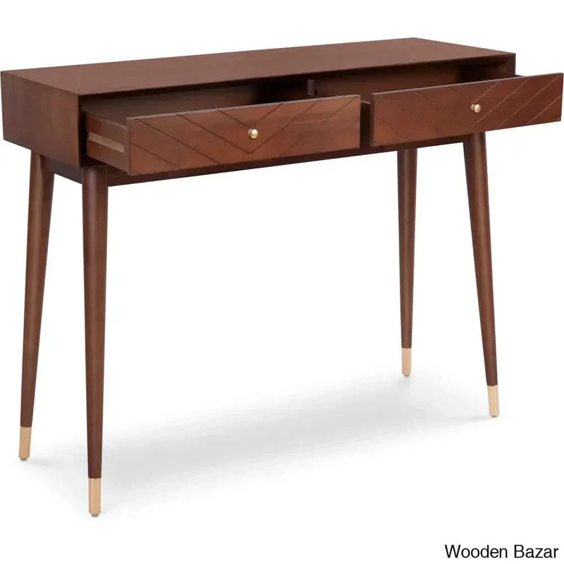 Adore Decor Sutton Mid-Century Modern Console Table, Walnut Brown