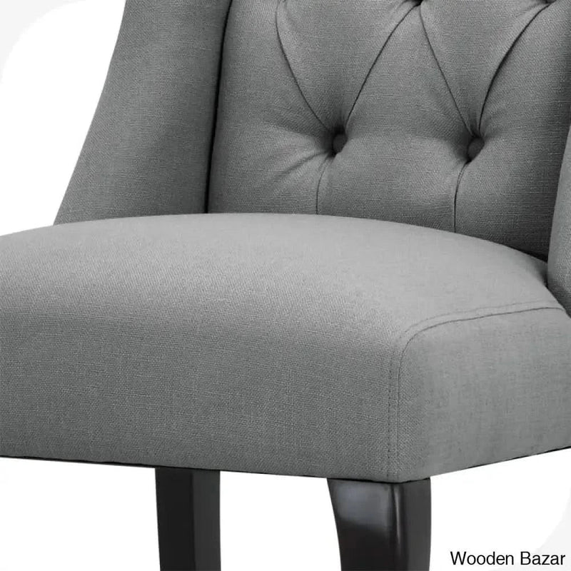 Alcinio Tufted Upholstered Wing Back Dining Chair with Solid Wood Legs (Set of 2)  - Craft Decor