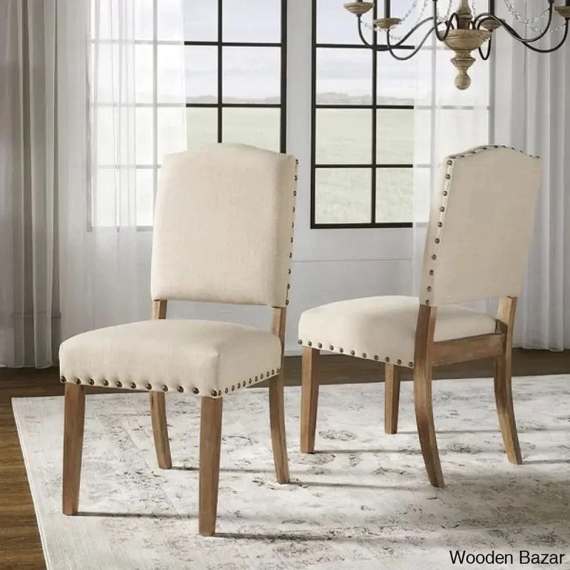 Aldrina Linen Solid Back Side Chair (Set of 2) - Craft Decor