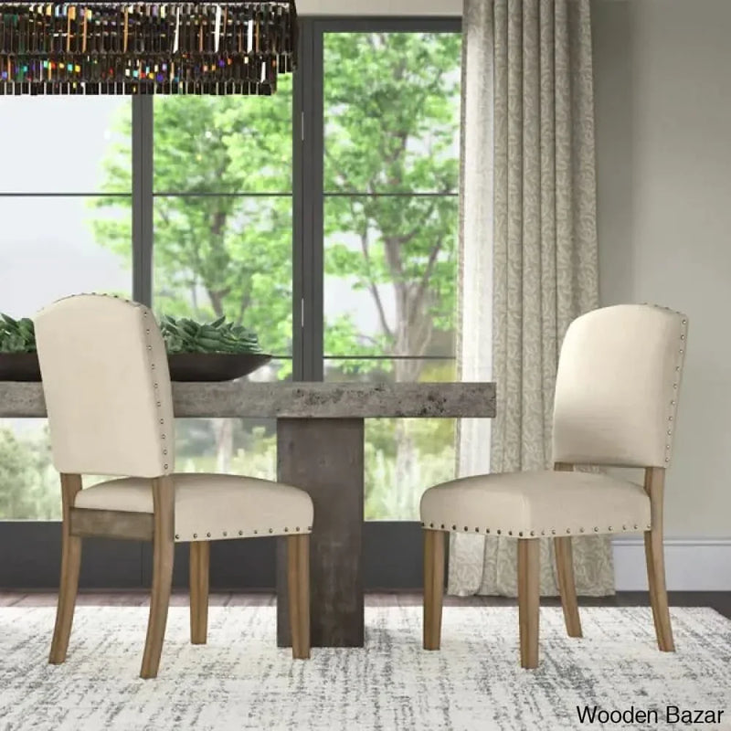Aldrina Linen Solid Back Side Chair (Set of 2) - Craft Decor