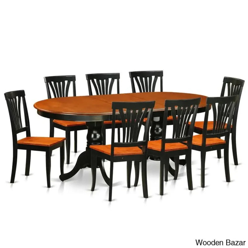 Aleta Extendable Solid Wood dining table set 6 seater