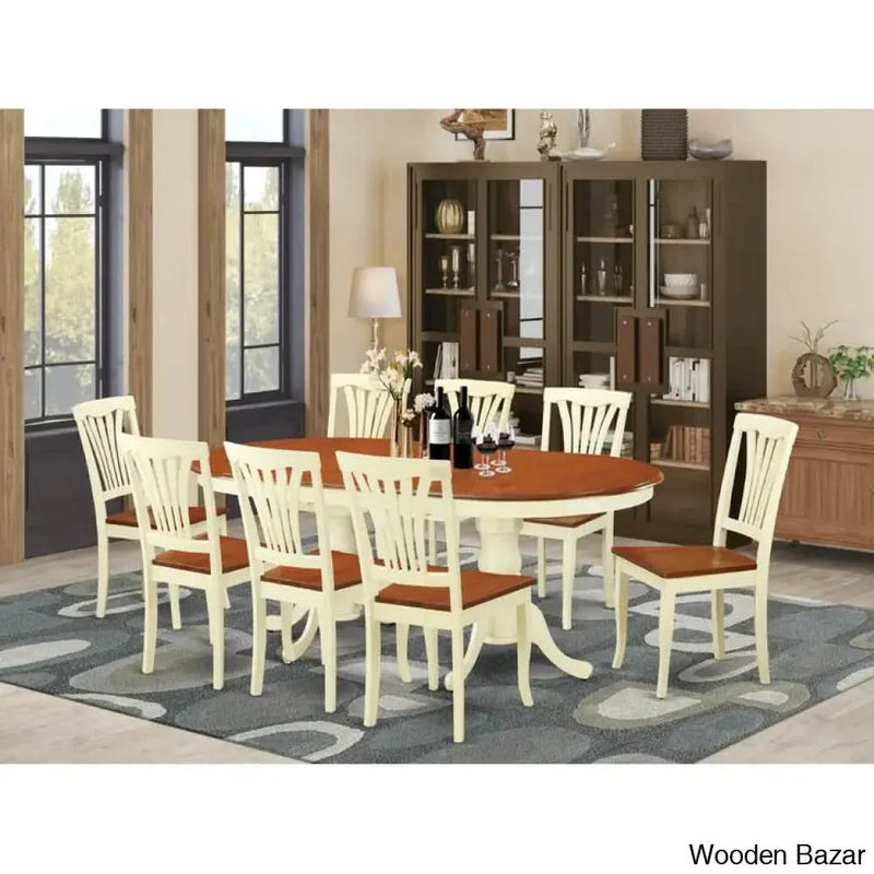 Aleta Extendable Solid Wood dining table set 6 seater