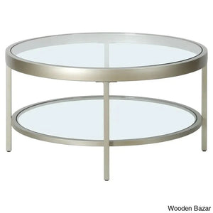 Alexisa 32’’ Wide Round Coffee And Center Table Satin Nickel