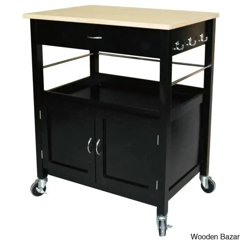 Alezandro Solid Wood Top Kitchen Island Kitchen trolley cart cabinet kitchen island with storage
