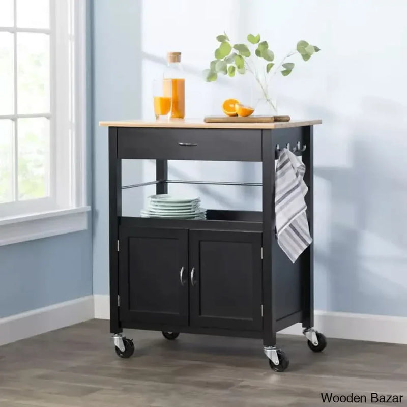 Alezandro Solid Wood Top Kitchen Island Kitchen trolley cart cabinet kitchen island with storage
