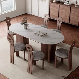 Amarie 6 Seater Double Pedestal Dining Set -Craft Decor 29.5’’H X 70.9’’L 35.4’’W