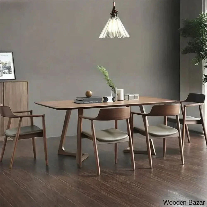 Amaris 6 seater Solid Wood Double Pedestal Dining Set - Craft Decor
