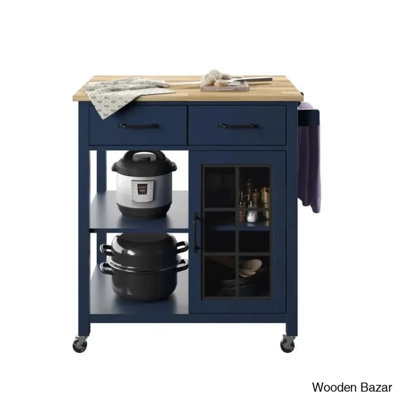 Amata Wood Kitchen Cart Kitchen trolley cart cabinet kitchen island with storage