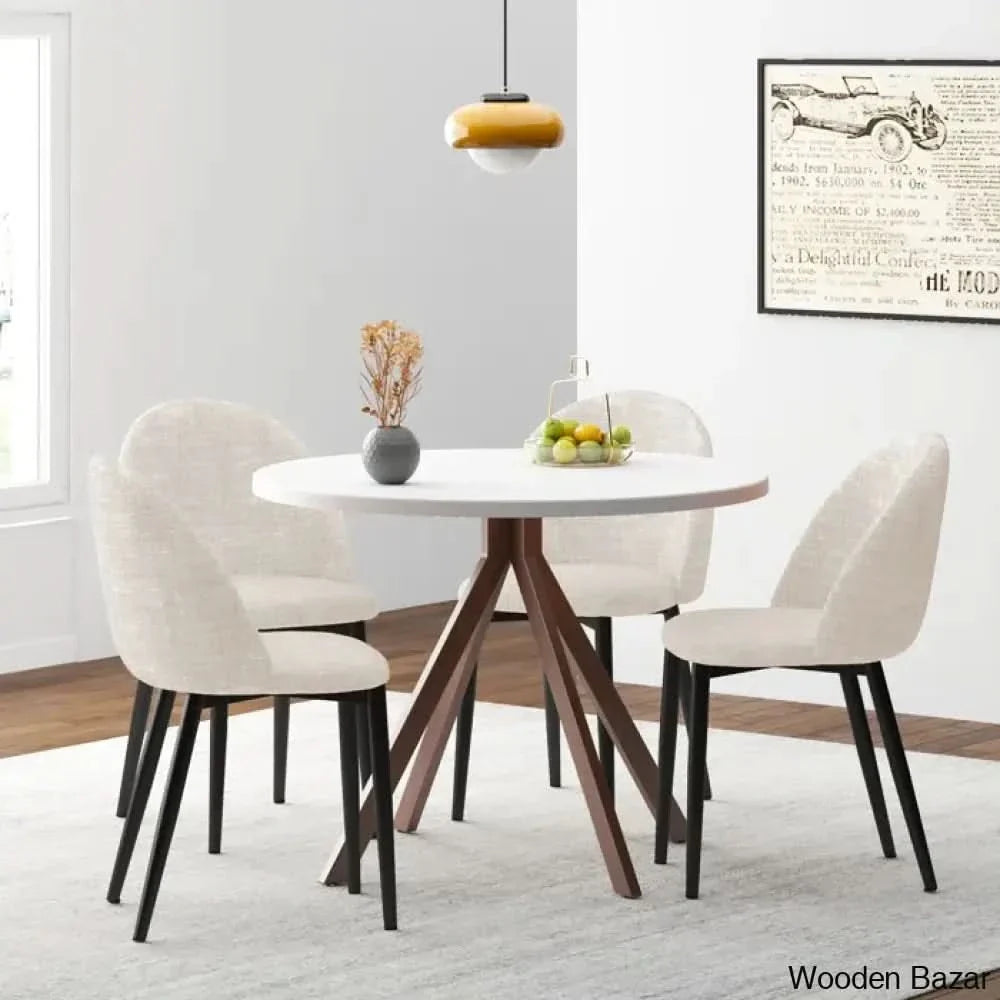 Amherst Stylish 4 Seater Pedestal Dining Set- Craft Decor Beige Mesa