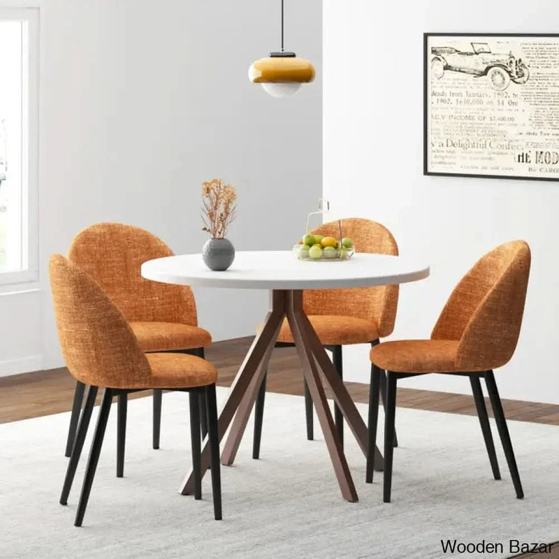 Amherst Stylish 4 Seater Pedestal Dining Set- Craft Decor Orange