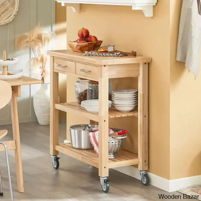 Andwele Solid Wood Kitchen Cart Kitchen trolley cart cabinet kitchen island with storage