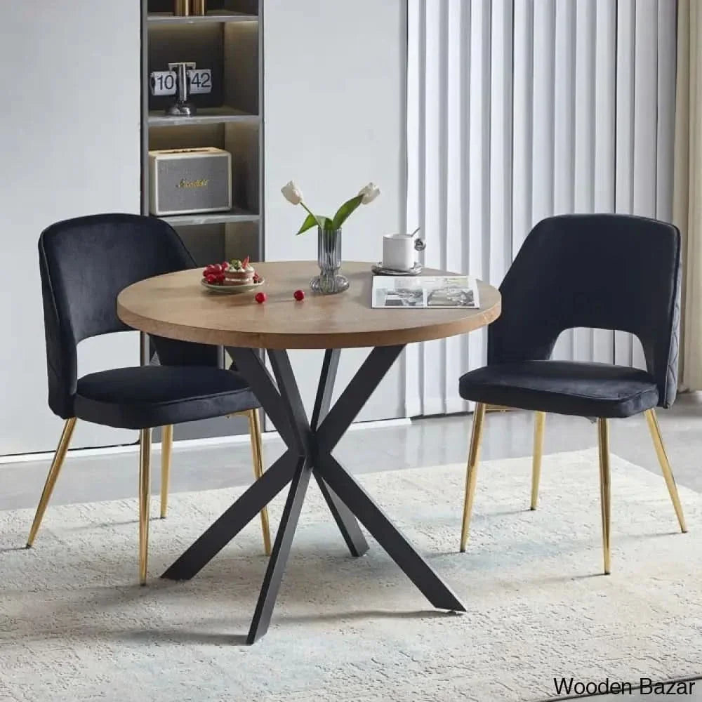 Anilia New 2 Seater Pedestal Dining Table Set - Craft Decor Black