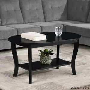 Annwyley 36’’ Oval Coffee Table With Shelf And Center Black