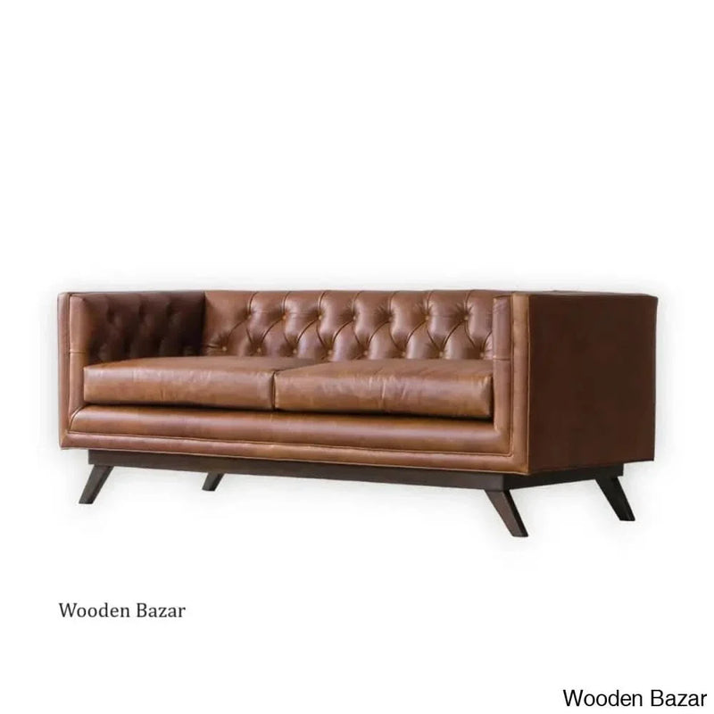 Antique comfortable Chesterfield leather sofa -Wooden Bazar