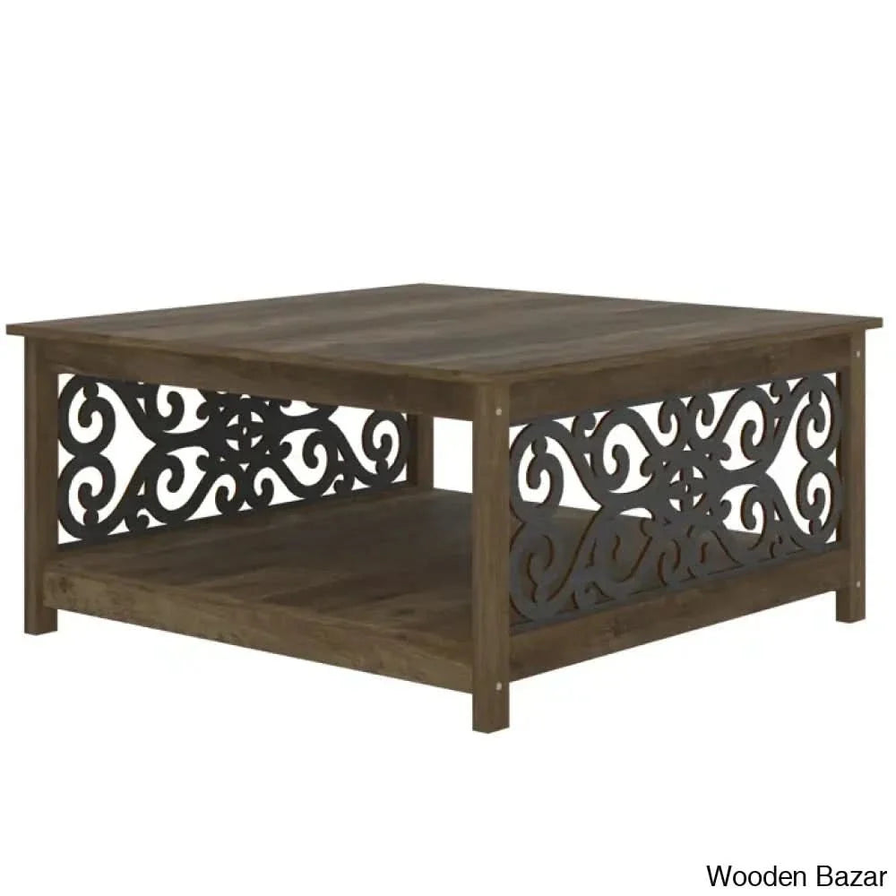 Ariba Coffee And Center Table With Open Storage Gray Stone/Knotty Oak