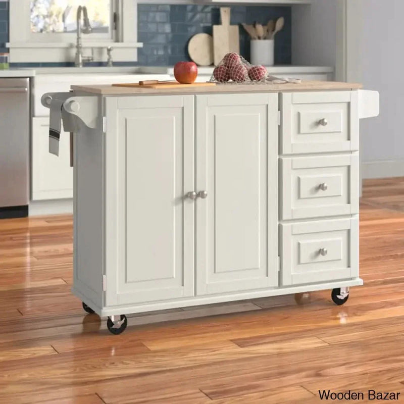 Arlonda Solid Wood Top Kitchen Cart Kitchen trolley cart cabinet kitchen island with storage