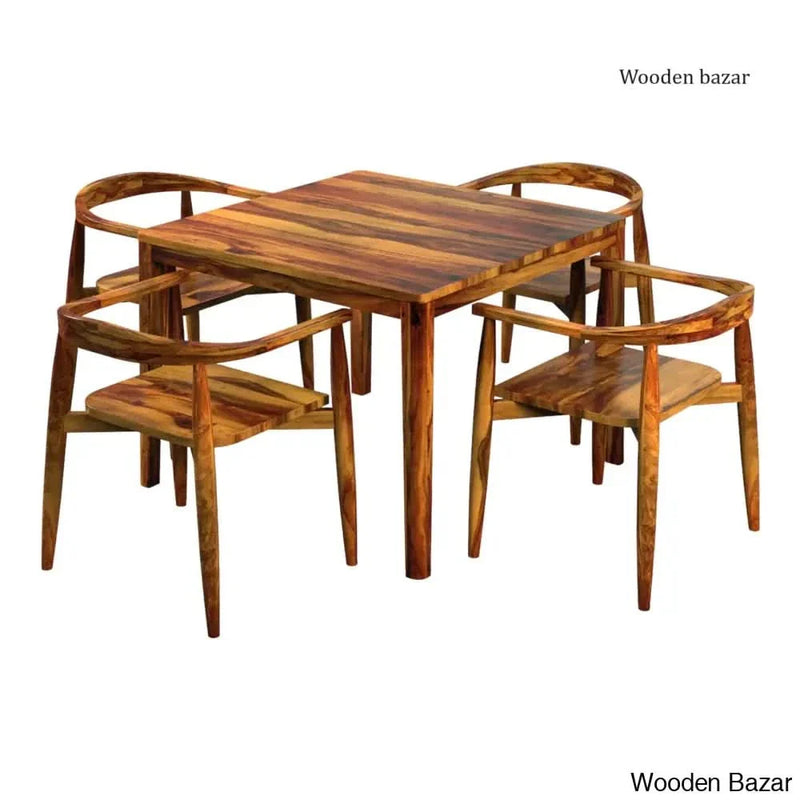 Aroma Four-seater dining table set made of Teak wood with chairs