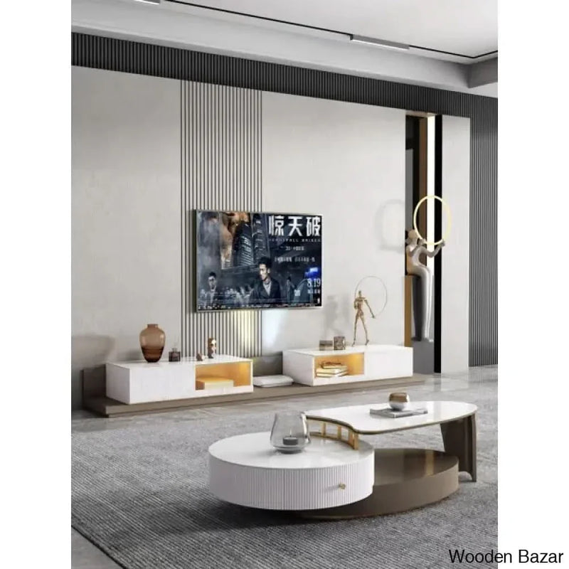 Arval Extendable Abstract Coffee Table with Storage - Craft Decor