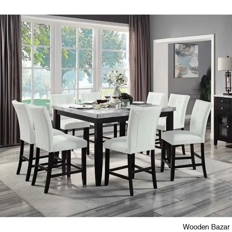 Asher Best 8 Seater Marble Top Dining Set - Craft Decor