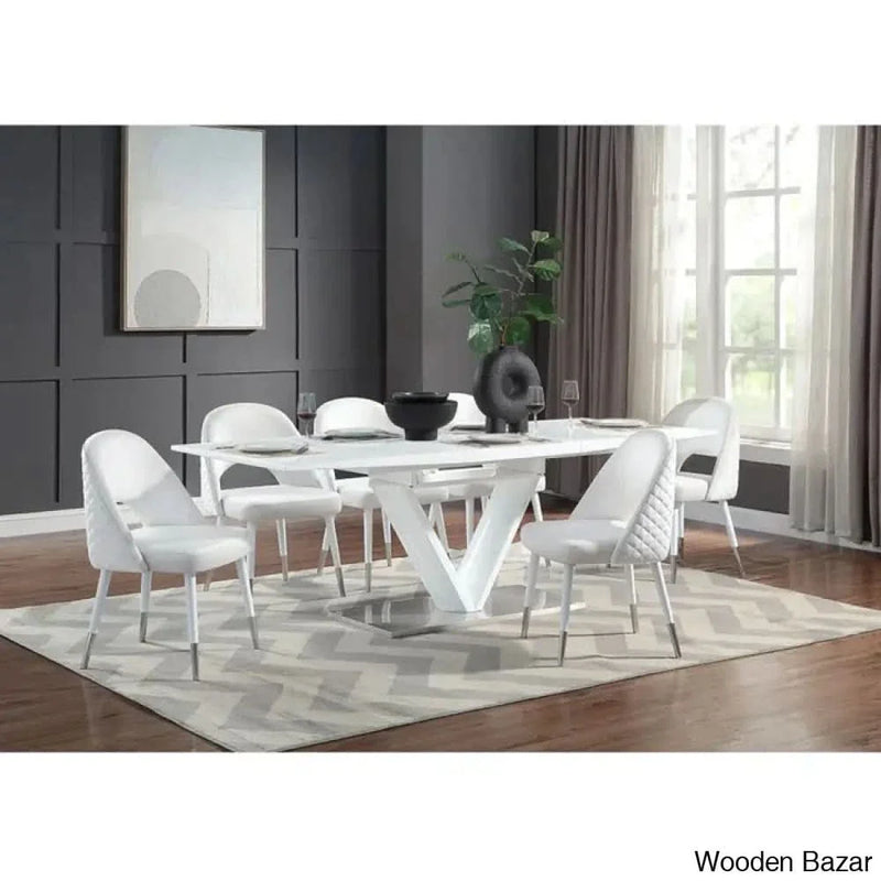 Astrol Royal 6 seater Extendable Pedestal Dining Set - Craft Decor