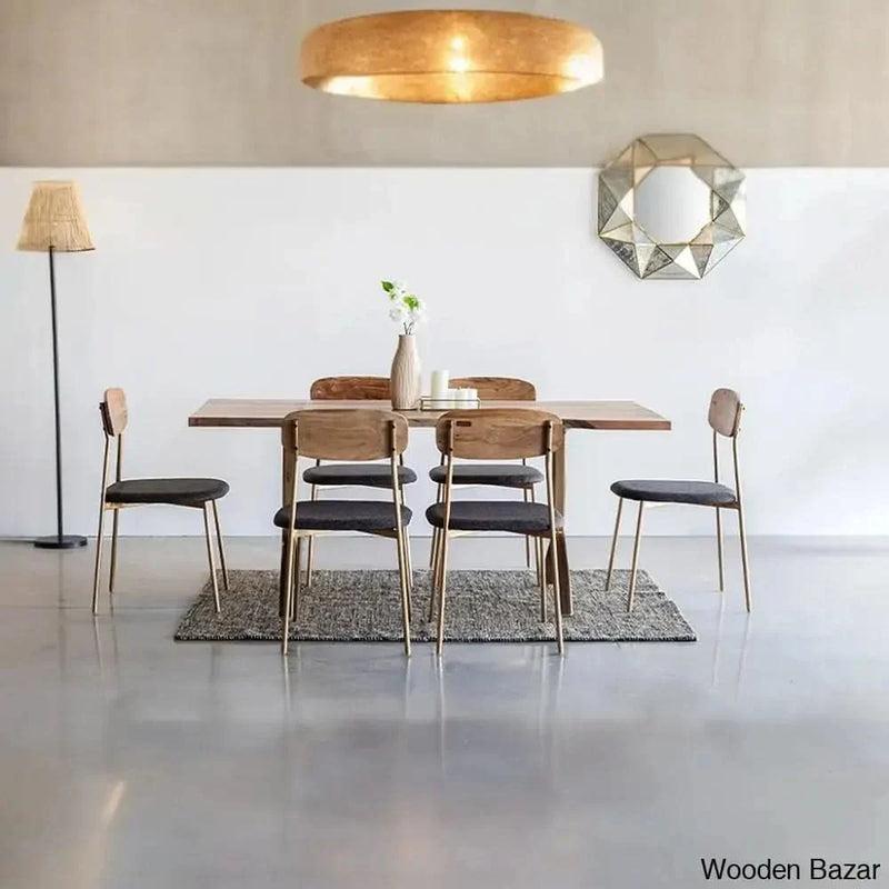 Audrey Stylish Metal Dining Table Set With 6 Chairs - Craft Decor