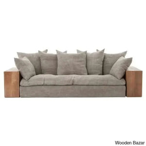 Aurora Contemporary Solid Wood Upholstered Sofa With Sleek Couch For Modern Living Spaces Beige