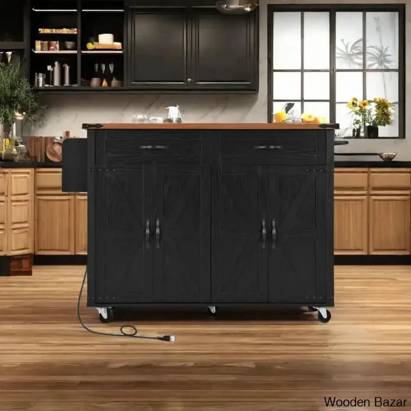 Babajide Wood Kitchen Cart  Kitchen trolley cart cabinet kitchen island with storage