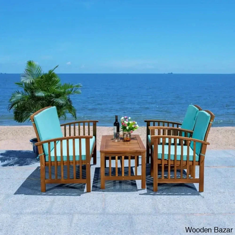 Balcony Outdoor Furniture Chairs For Better Seating Arrangement 4 - Person Seating Group with Cushions